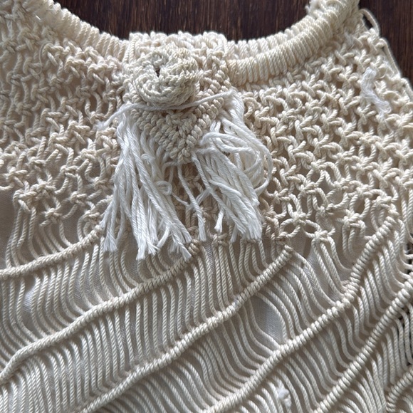 💫 Crochet Cream 70s Style Beach Hand Bag - Picture 2 of 4